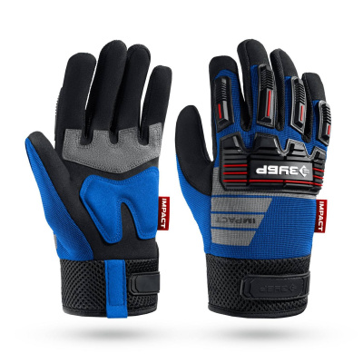 ЗУБР  IMPACT р.XL (10), синие, профессиональные комбинированные перчатки, антивибрационные, противоударные, Профессионал  (11476-XL)